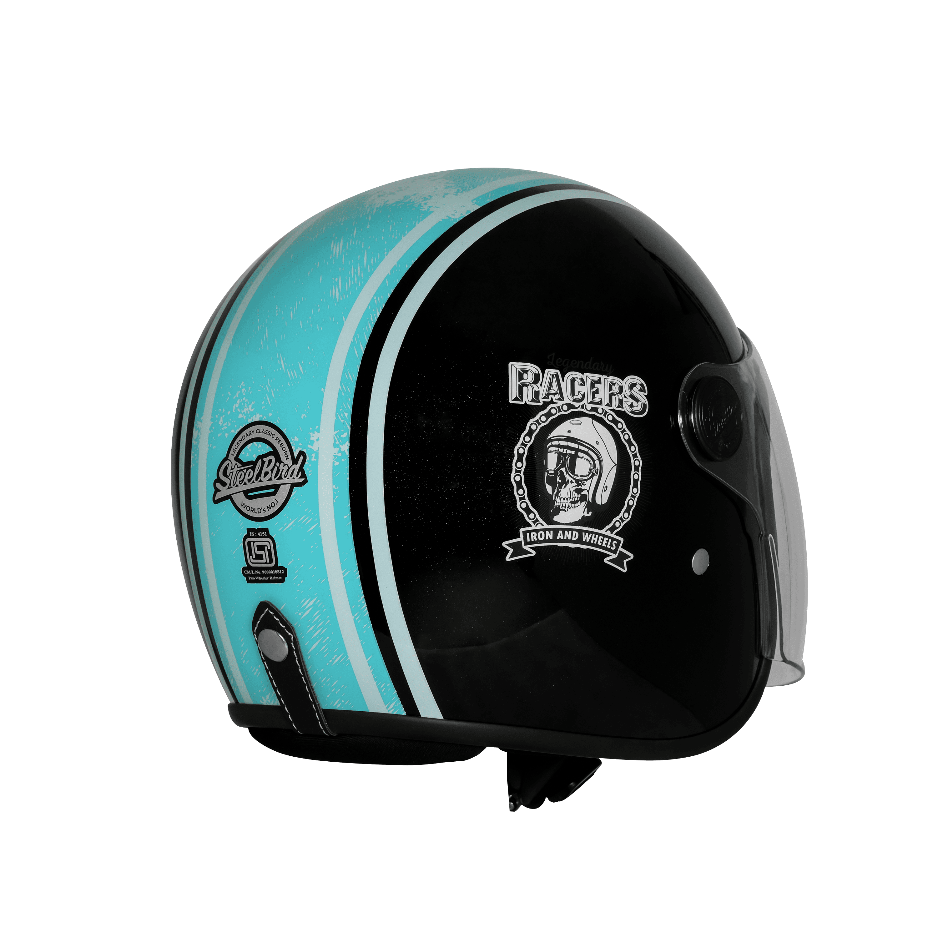 SBH-56 VINTAGE RACERS GLOSSY BLACK WITH LIGHT BLUE